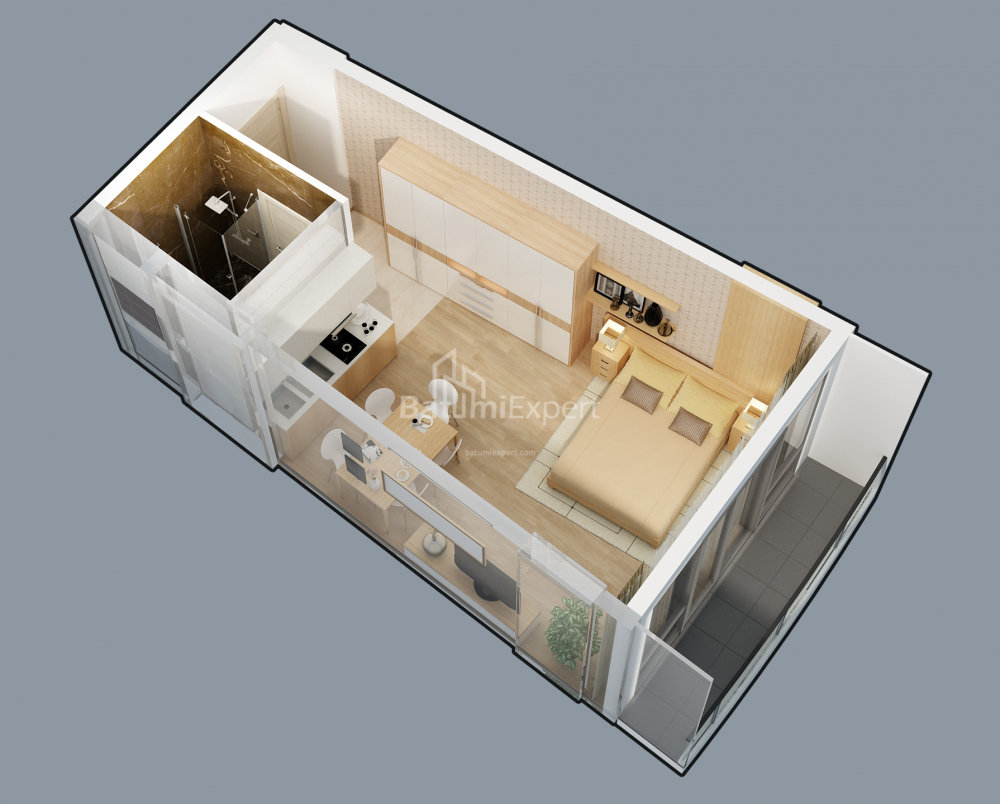 在建目标房产 34.8 平方米的公寓 - 莱赫和玛丽亚·卡钦斯基, 巴统, 佐治亚州。
