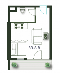 公寓 1-комн 33.8 m² - 治安官 Khimshiashvili, Batumi