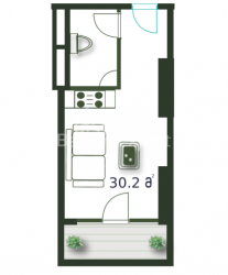 公寓 1-комн 30.2 m² - 治安官 Khimshiashvili, Batumi