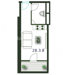 公寓 1-комн 28.3 m² - 治安官 Khimshiashvili, Batumi