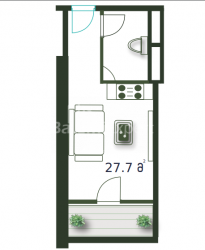 公寓 1-комн 27.7 m² - 治安官 Khimshiashvili, Batumi